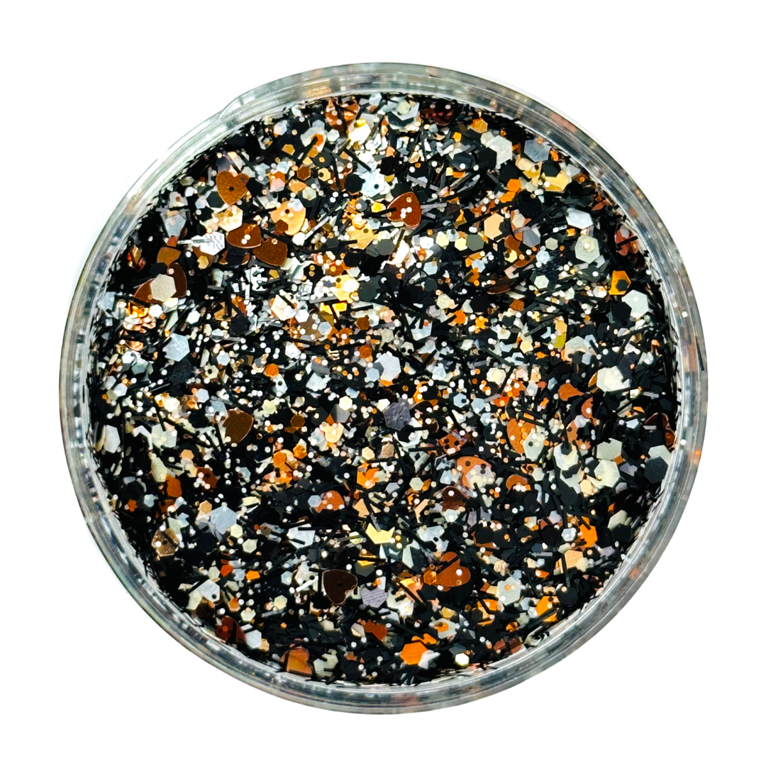 Orange, black, white custom chunky glitter mix / PDB Creative Studio for art, nails and projects