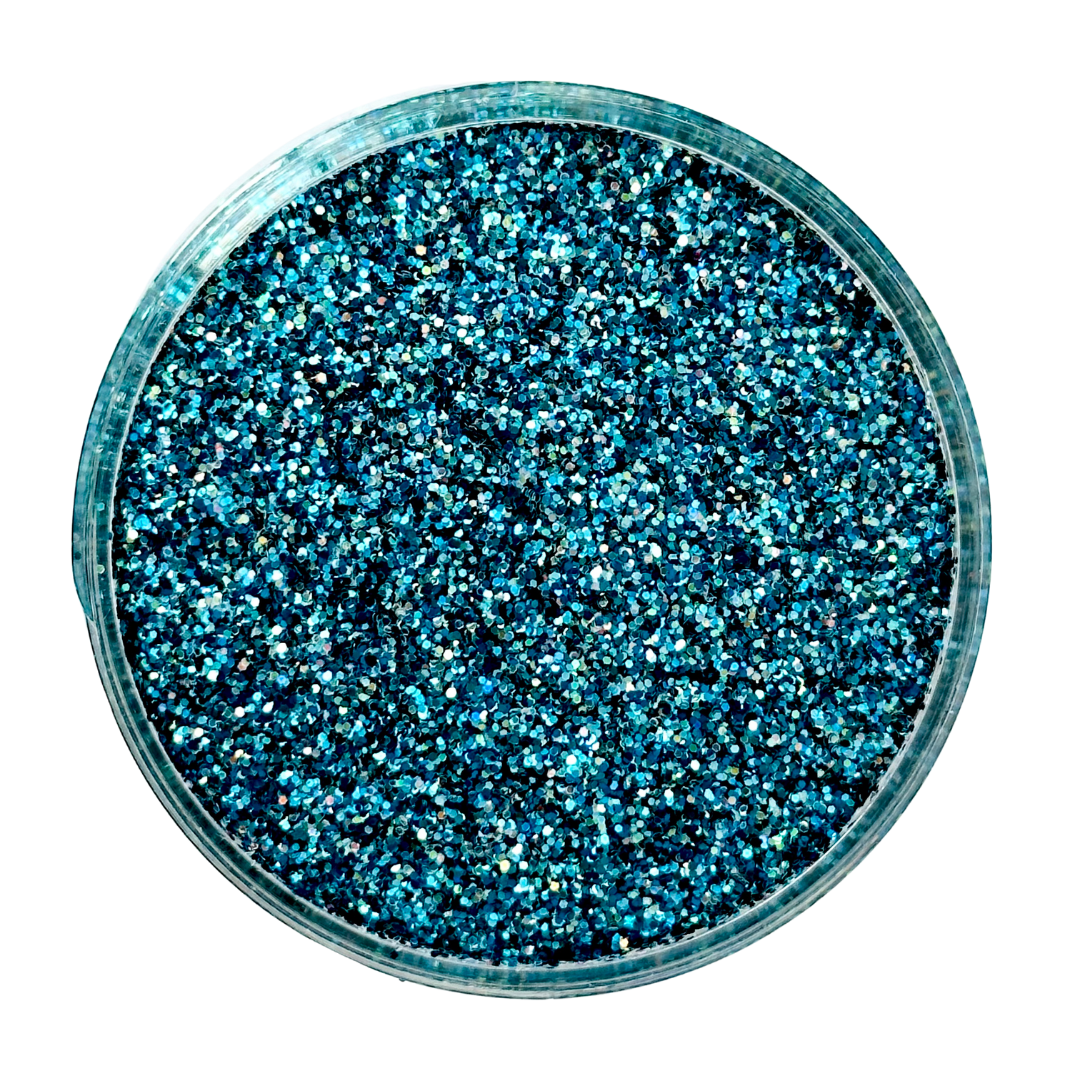 Teal polyester custom glitter mix for art, body, nails and more - PDB Creative Studio