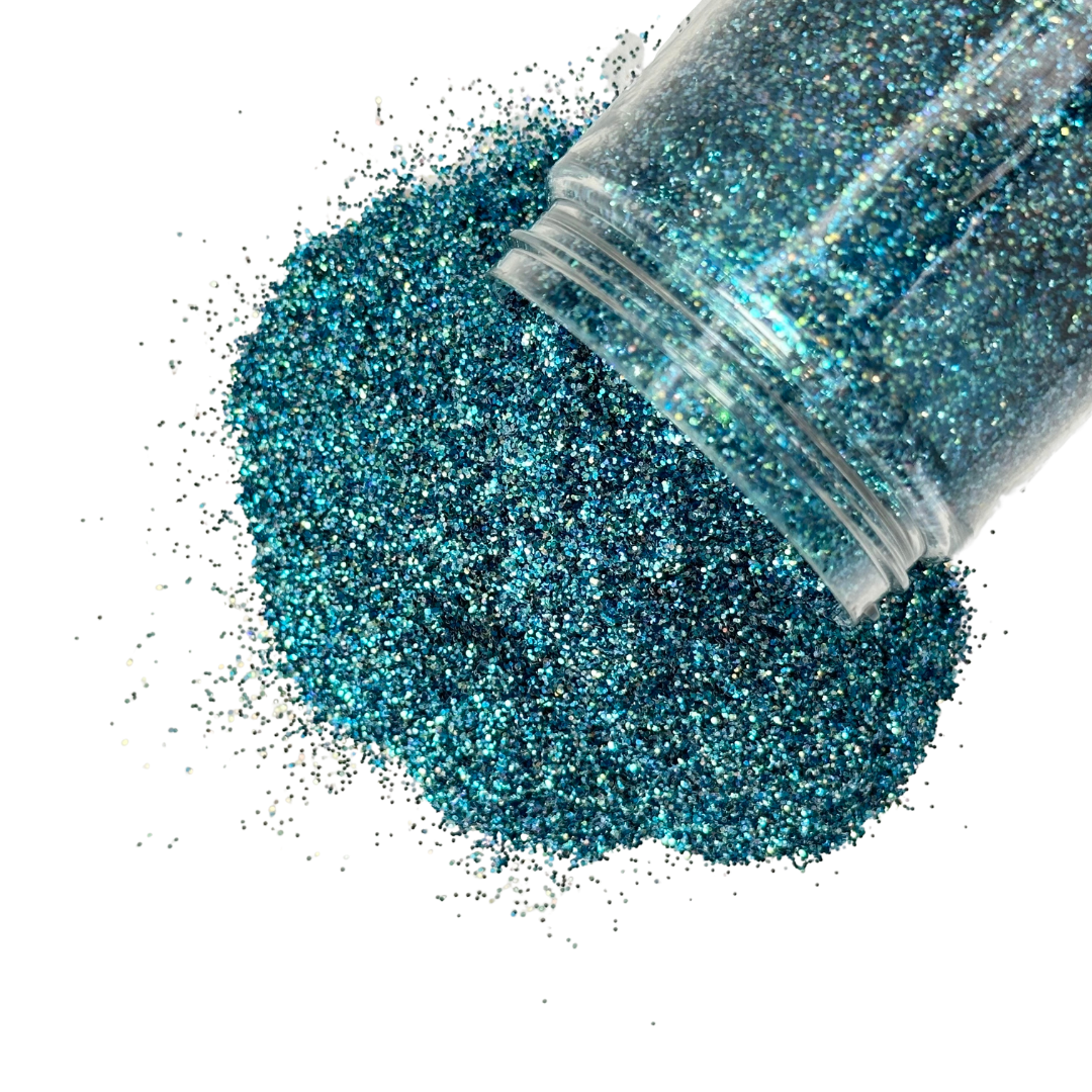 Teal polyester custom glitter mix for art, body, nails and more - PDB Creative Studio