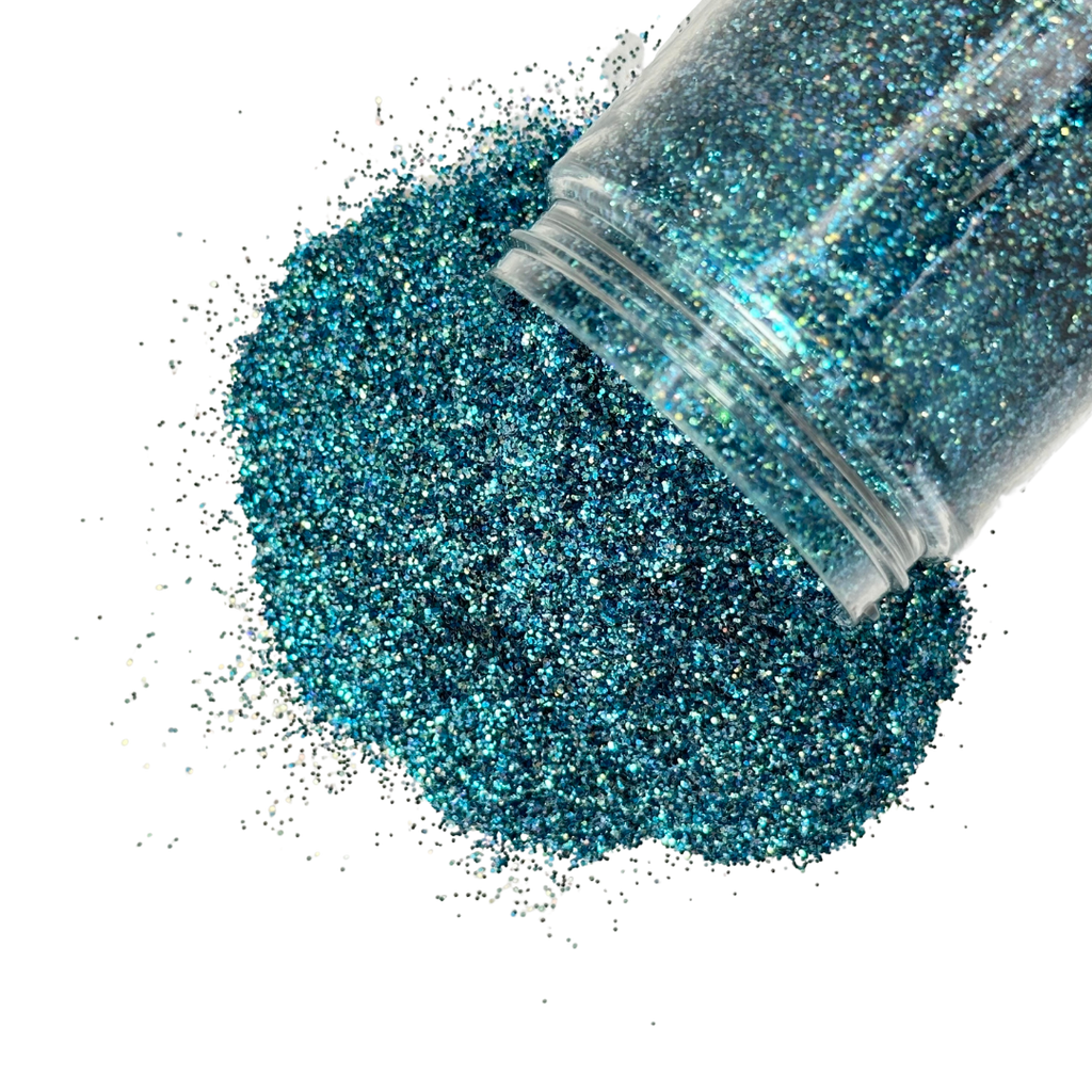 Teal polyester custom glitter mix for art, body, nails and more - PDB Creative Studio