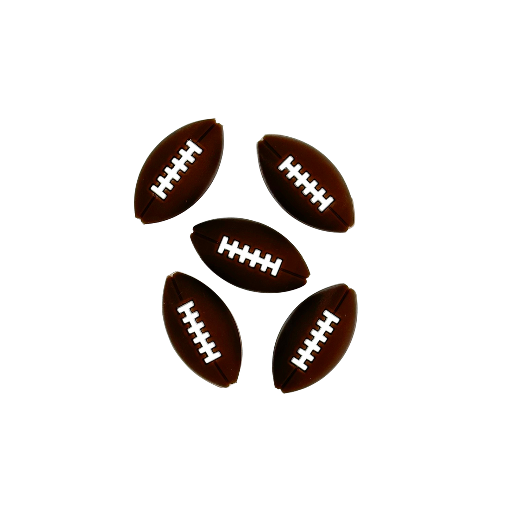 FOOTBALL SILICONE BEAD -BROWN FOOTBALL SHAPED SILICONE TEETHER BEADS for bracelets, pens, crafts, and more - PDB Creative Studio