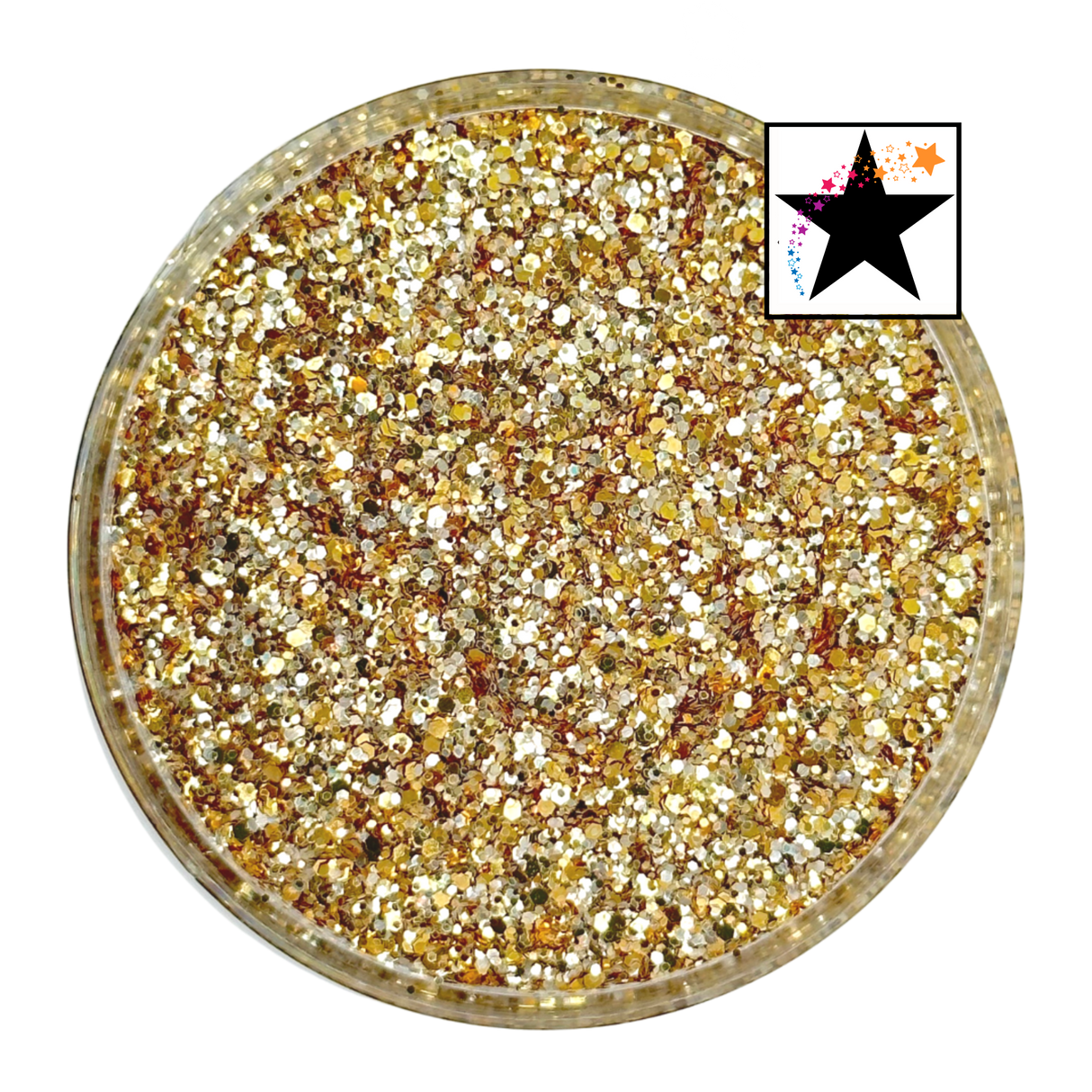 Gold custom chunky glitter mix / PDB Creative Studio for art, nails and projects