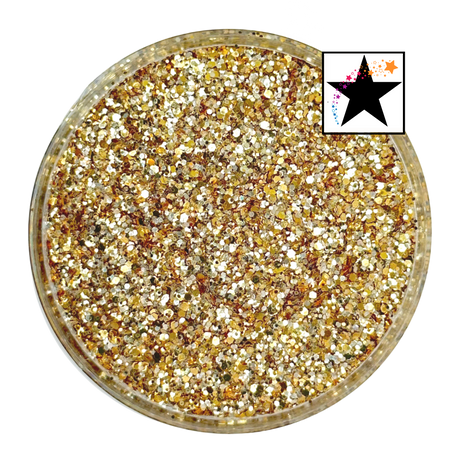 Gold custom chunky glitter mix / PDB Creative Studio for art, nails and projects