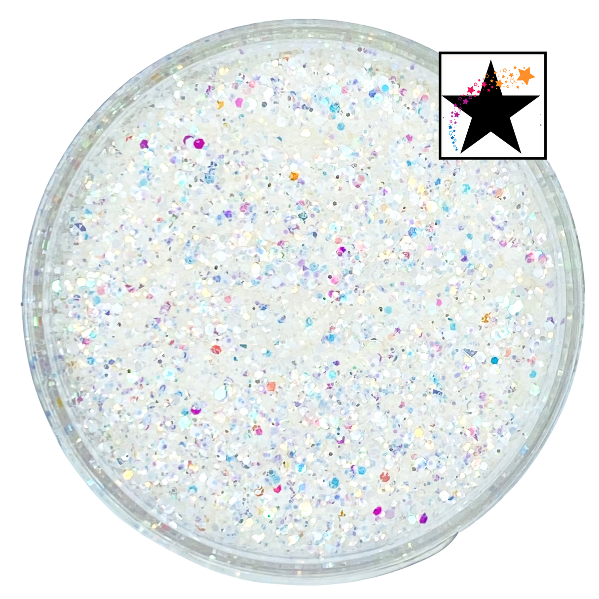 White custom chunky glitter mix / PDB Creative Studio for art, nails and projects