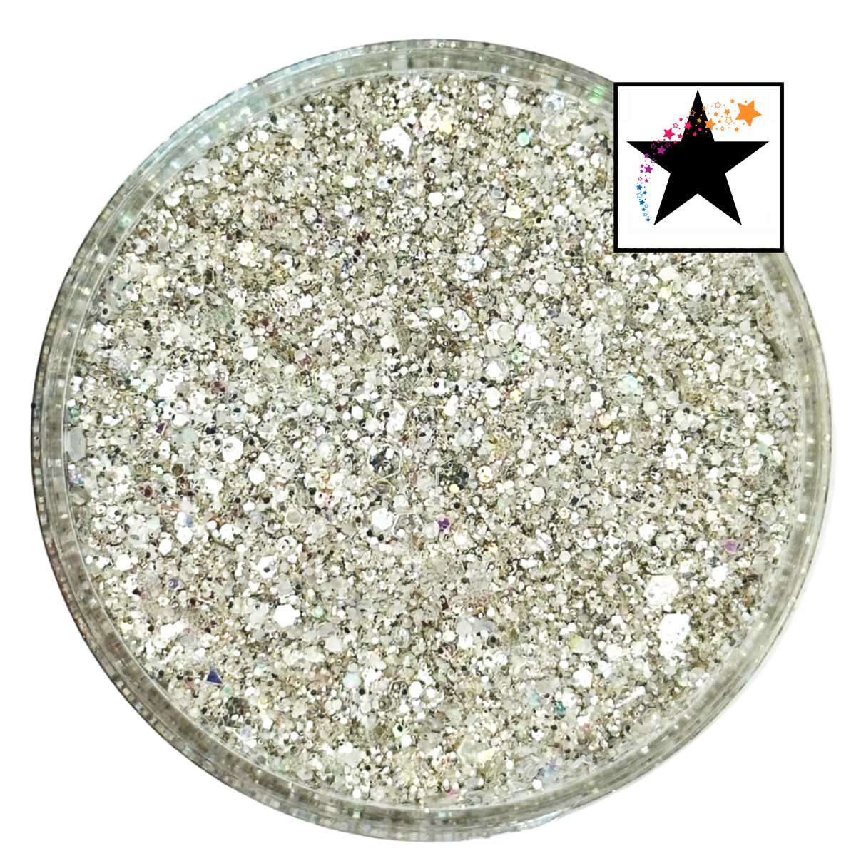 Crystal silver custom chunky glitter mix / PDB Creative Studio for art, nails and projects