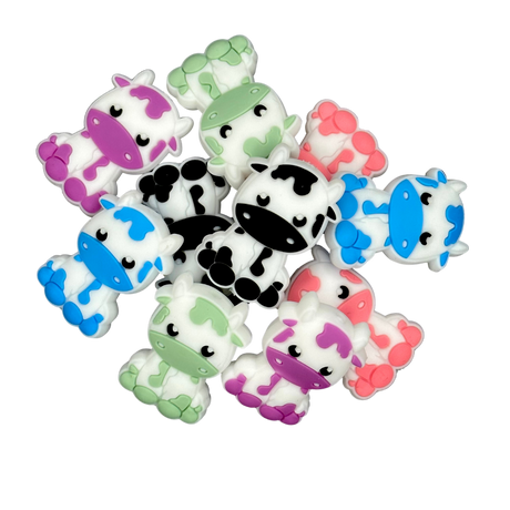 mini cow silicone teether beads