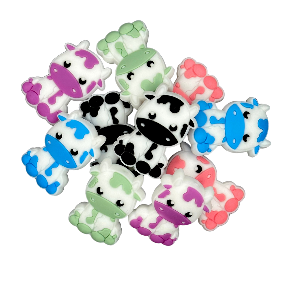 mini cow silicone teether beads