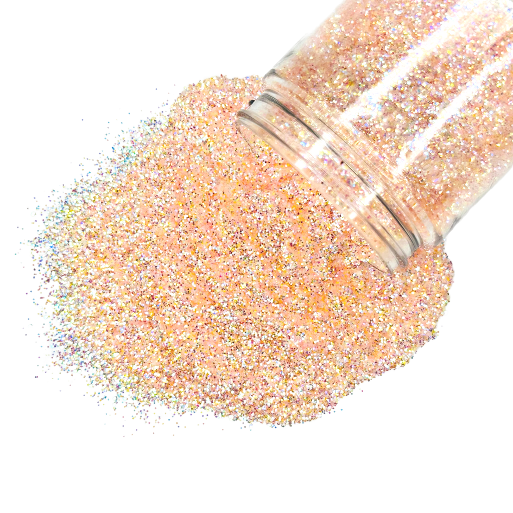 Peach iridescent custom glitter mix for art, body, nails and more - PDB Creative Studio