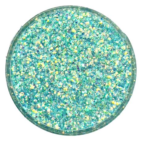 blue green multi-size custom glitter mix for art, body, nails and more - PDB Creative Studio