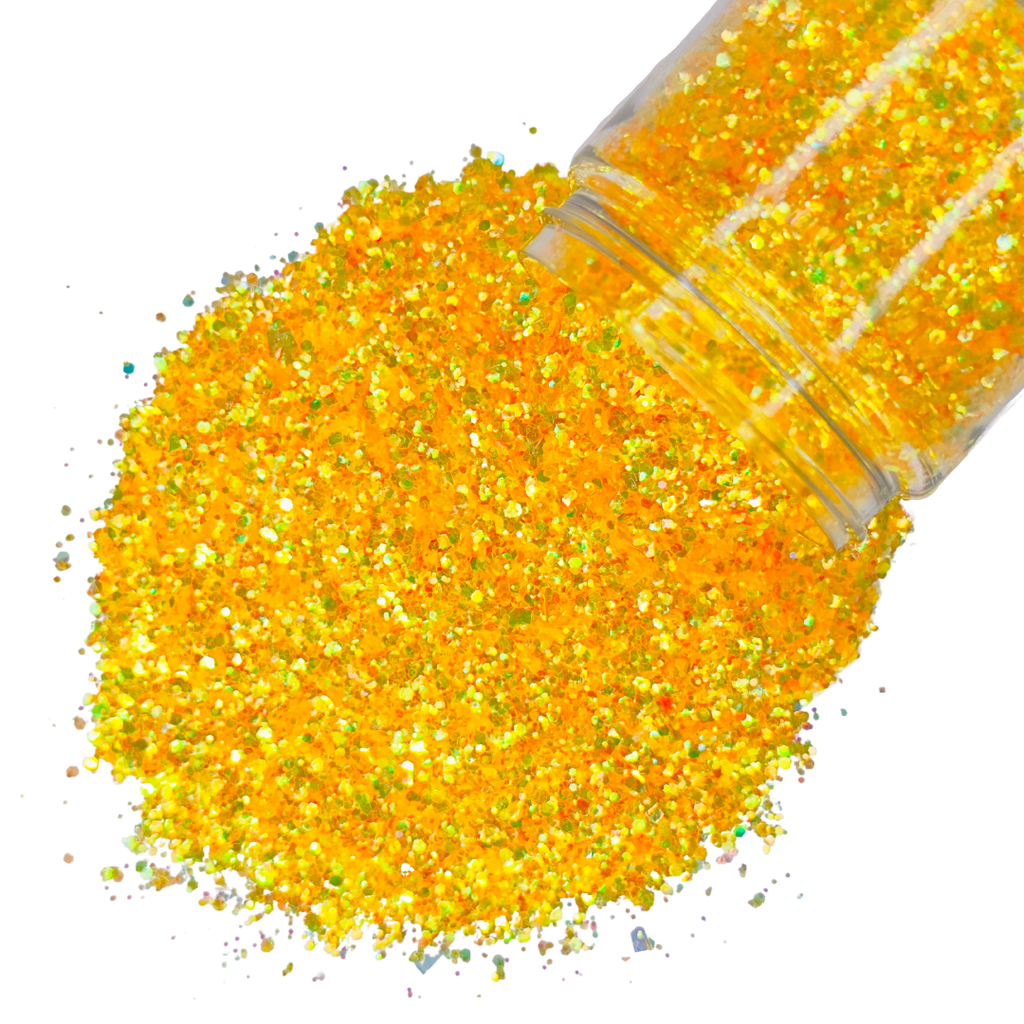 yellow orange multi-size custom glitter mix by PDB Creative Studio
