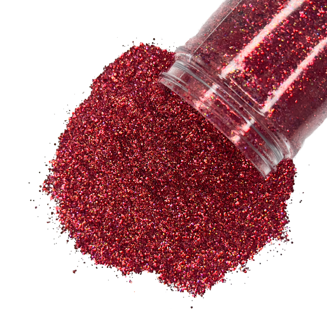 cherry red custom glitter mix for art, nails, body and more - PDB Creative Studio