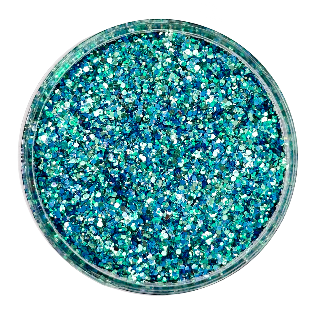Blue green custom glitter mix by PDB Creative Studio for arts, nails, beauty supplies