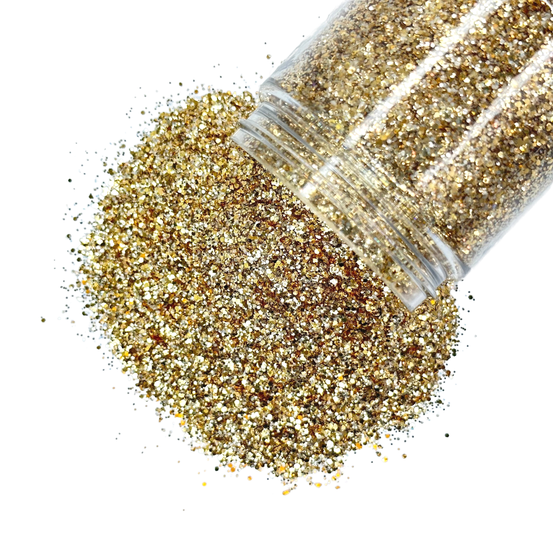 Brown gold carmel custom multi-size glitter mix for art, body, nails and more - PDB Creative Studio