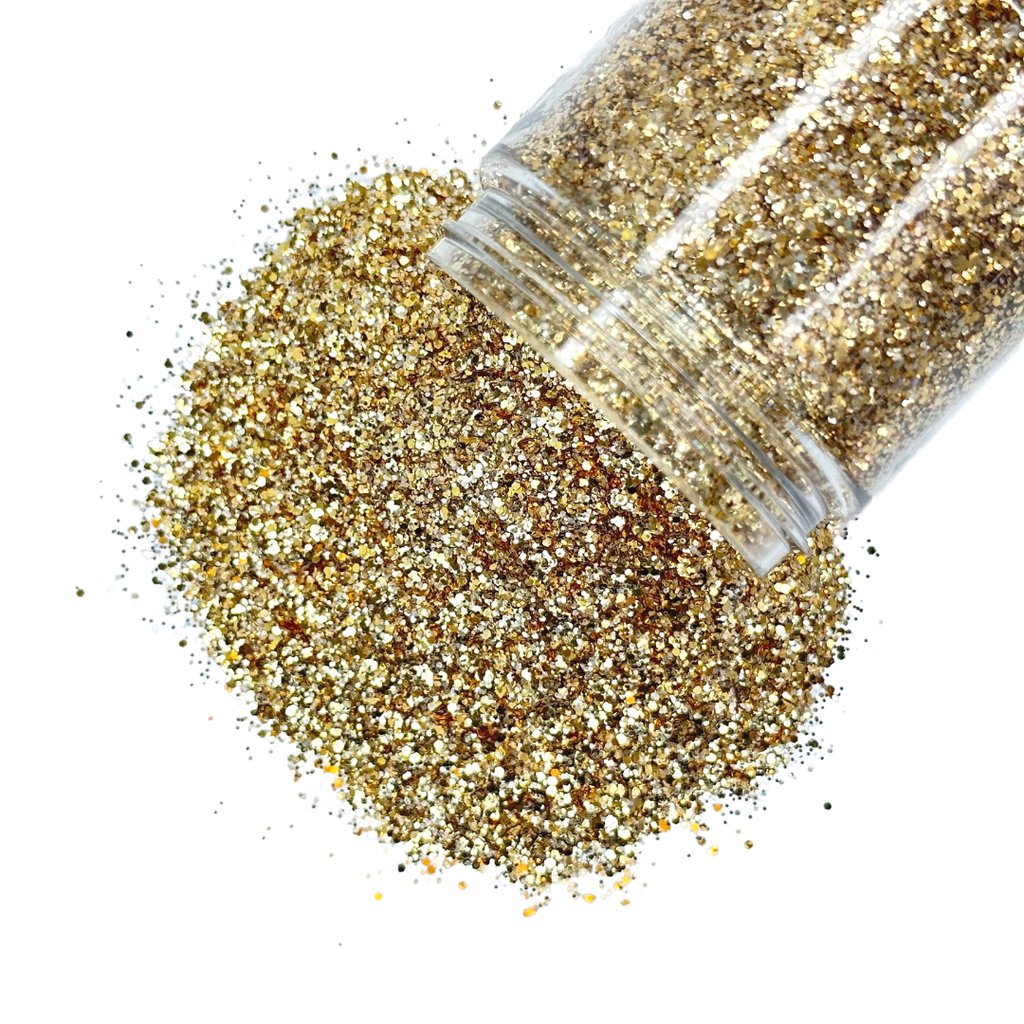 Brown gold carmel custom multi-size glitter mix for art, body, nails and more - PDB Creative Studio