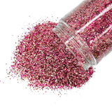 raspberry fuschia custom multi-size glitter mix for art, body, nails and more - PDB Creative Studio