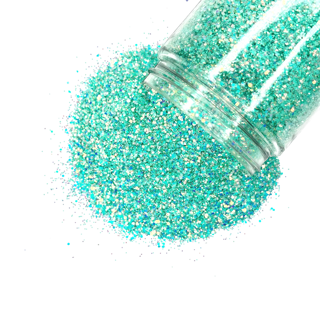 Mint green with gold hints custom multi-size glitter mix for art, body, nails and more - PDB Creative Studio