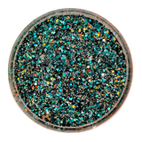 Teal green and gold custom mix glitter for body, art, nails / PDB Creative Studio