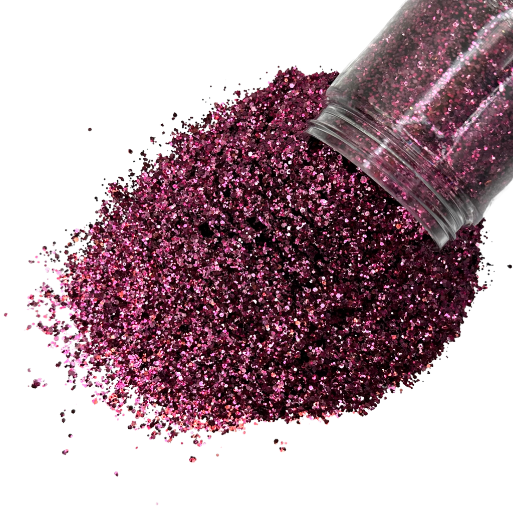 maroon burgundy custom poly multi-size glitter mix for art, body, nails and more - PDB Creative Studio