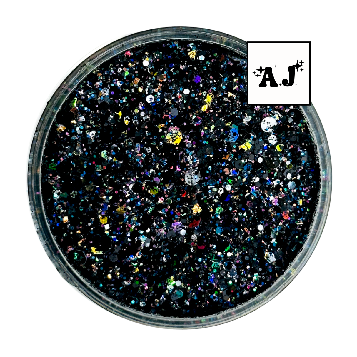 Black with holographic pieces custom chunky glitter mix / PDB Creative Studio for art, nails and projects