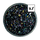 Black with holographic pieces custom chunky glitter mix / PDB Creative Studio for art, nails and projects