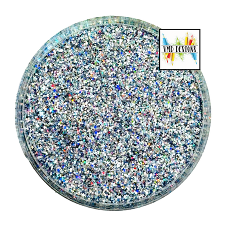 Silver holographic custom chunky glitter mix / PDB Creative Studio for art, nails and projects