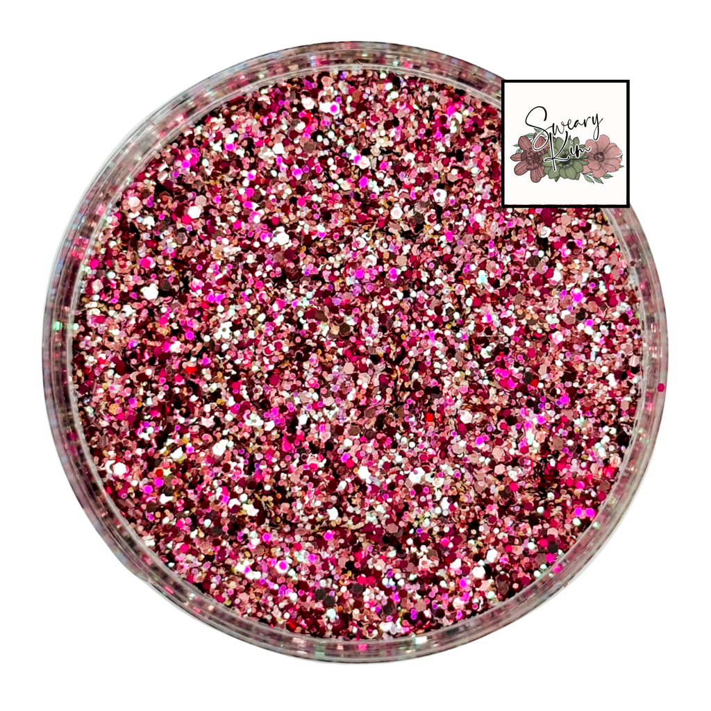 raspberry fuschia custom multi-size glitter mix for art, body, nails and more - PDB Creative Studio