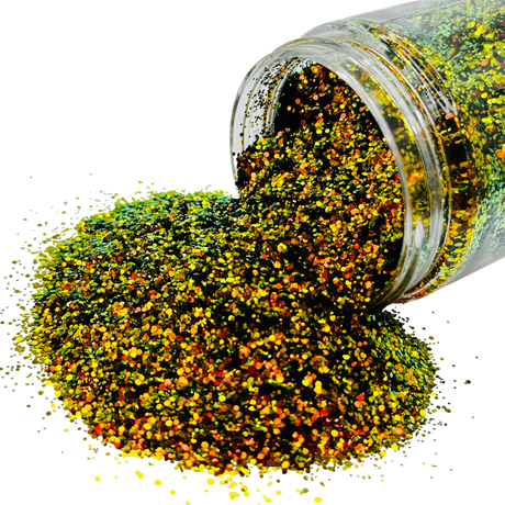 chameleon gold and green polyester glitter mix for art, body, nails and more - PDB Creative Studio