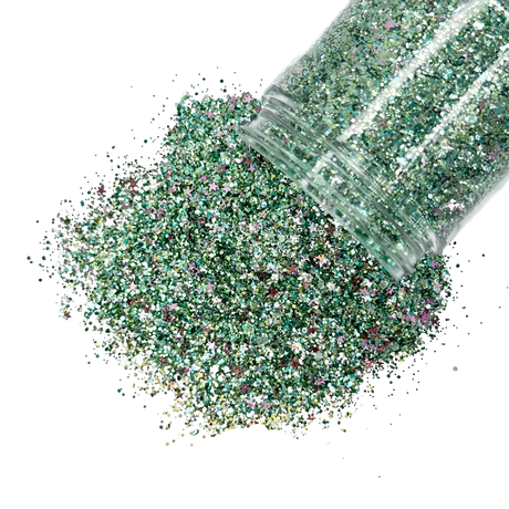 Green custom multi-size/shape glitter mix for art, body, nails and more - PDB Creative Studio