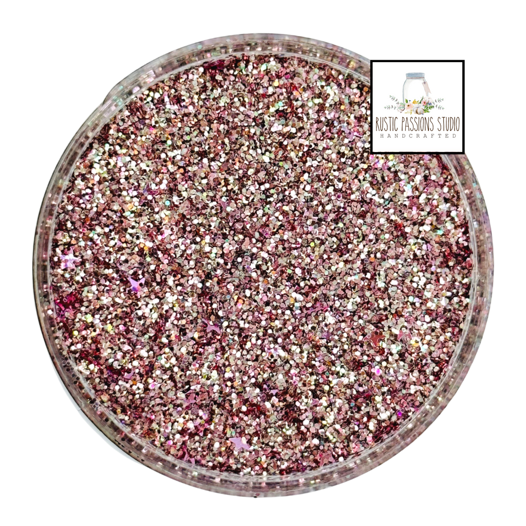 Rose gold pink custom glitter mix for art, body, nails and more - PDB Creative Studio