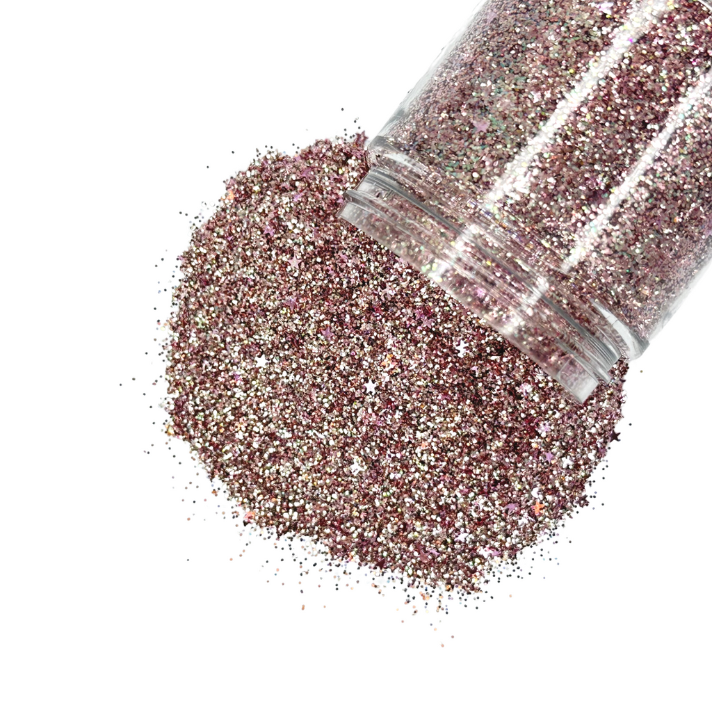 Rose gold pink custom glitter mix for art, body, nails and more - PDB Creative Studio