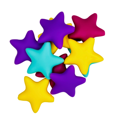 BUBBLE STARS SILICONE BEAD -PURPLE, FUCHSIA, YELLOW, TEAL STAR SHAPED  SILICONE BEAD for bracelets, pens, crafts, and more - PDB Creative Studio