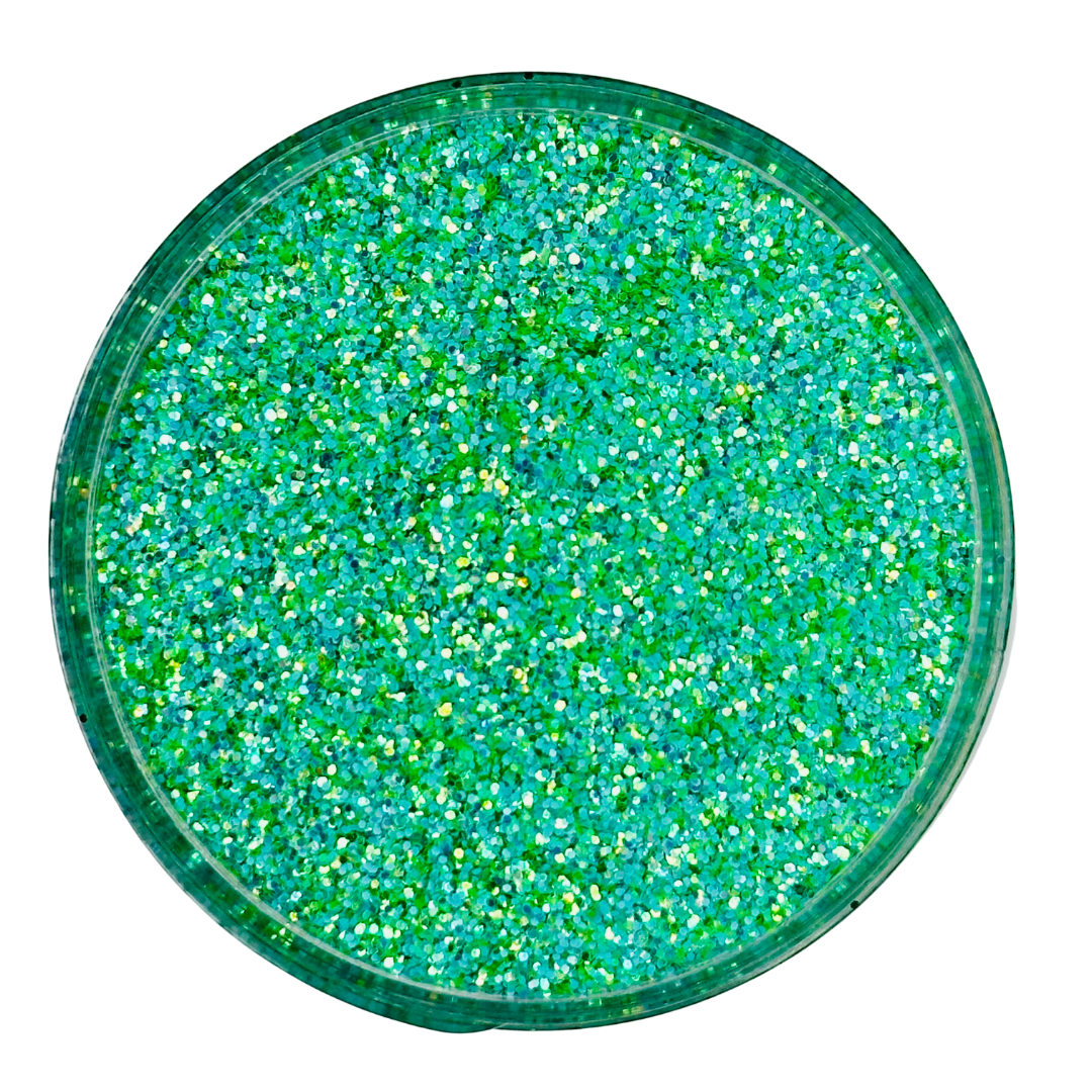 Iridescent green custom fine glitter mix for art, boxy, nails and more - PDB Creative Studio