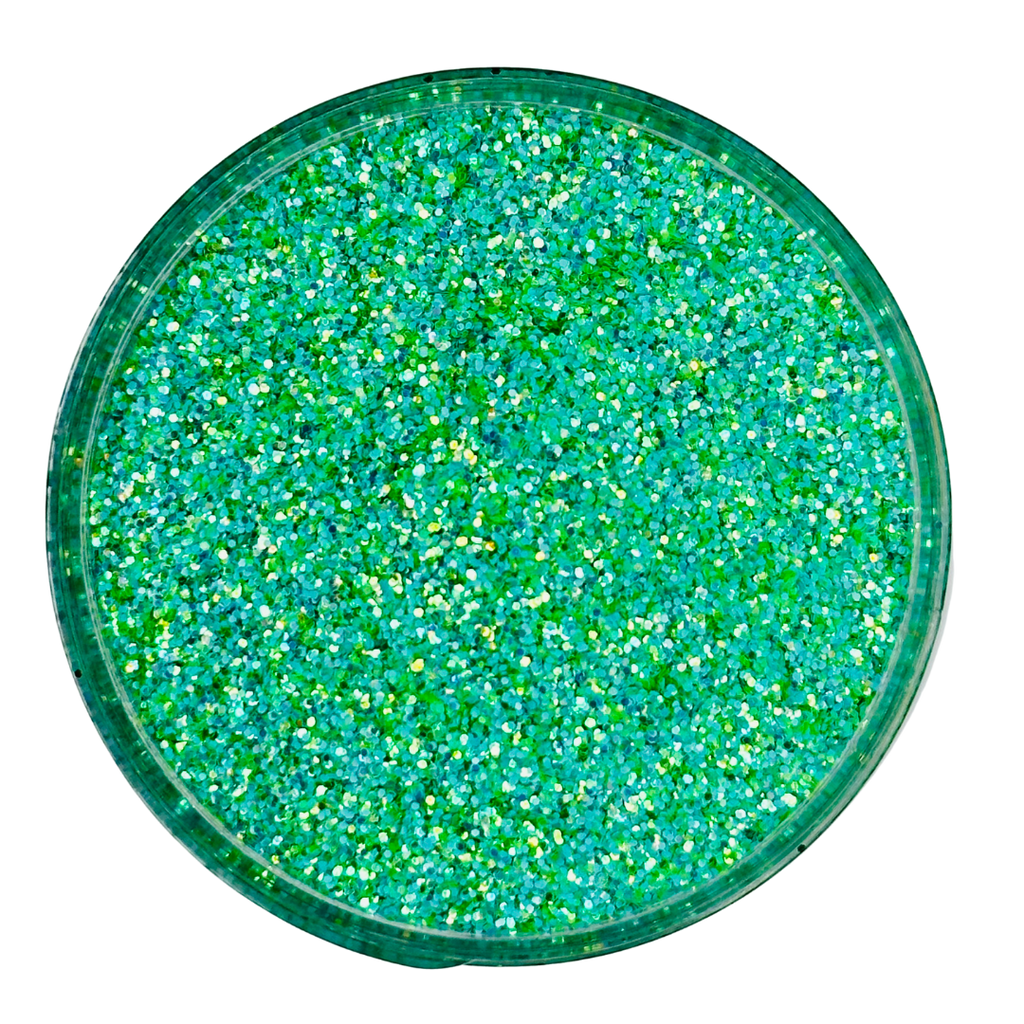 Iridescent green custom fine glitter mix for art, boxy, nails and more - PDB Creative Studio