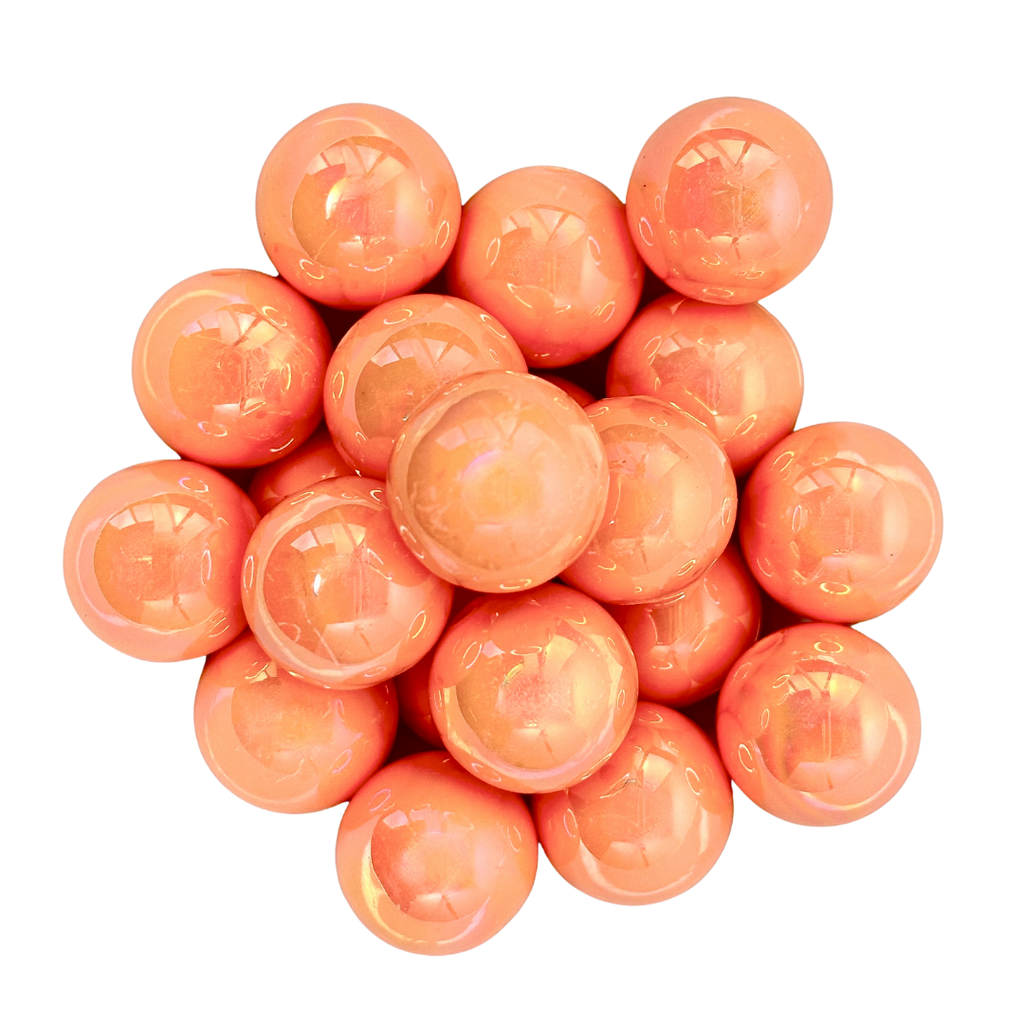 CORAL AB PEARL 20MM BUBBLEGUM BEAD - CORAL PINK AB COATED ACRYLIC BEAD for bracelets, jewelry making, crafts, and more - PDB Creative Studio