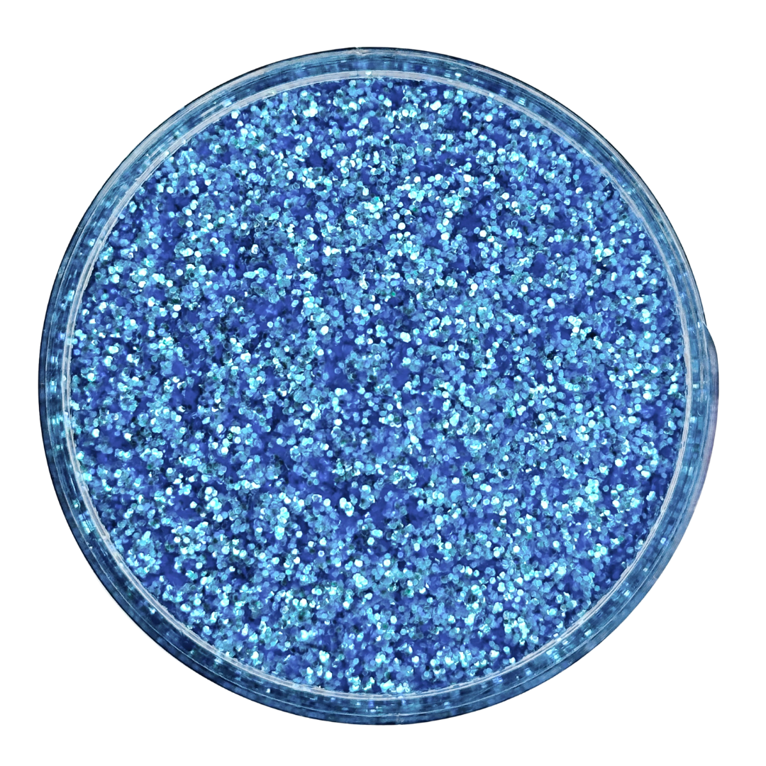 Light blue polyester fine glitter for art, body, nails and more - PDB Creative Studio