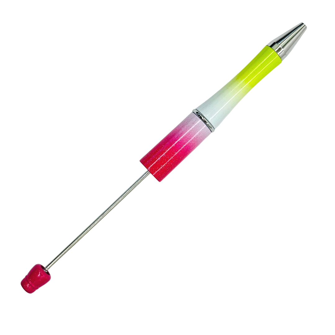 PINK/WHITE/YELLOW OMBRE BEADABLE PEN - 11547