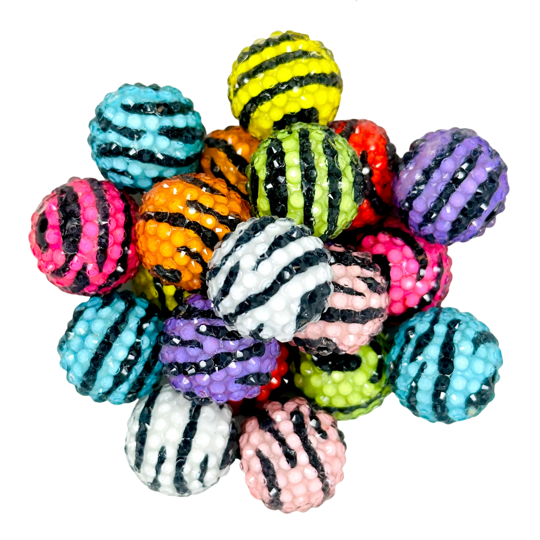 MULTI-COLOR ZEBRA RHINESTONE BEAD MIX - 11187