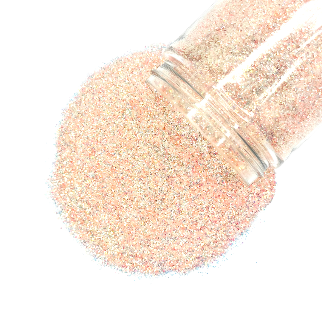 peach custom glitter mix for body, art, nails / PDB Creative Studio