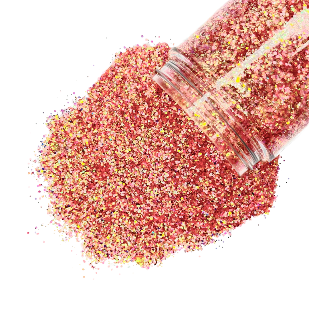 pink orange gold custom glitter mix for art, body, nails and more - PDB Creative Studio