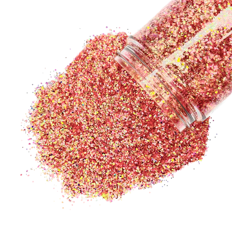 pink orange gold custom glitter mix for art, body, nails and more - PDB Creative Studio