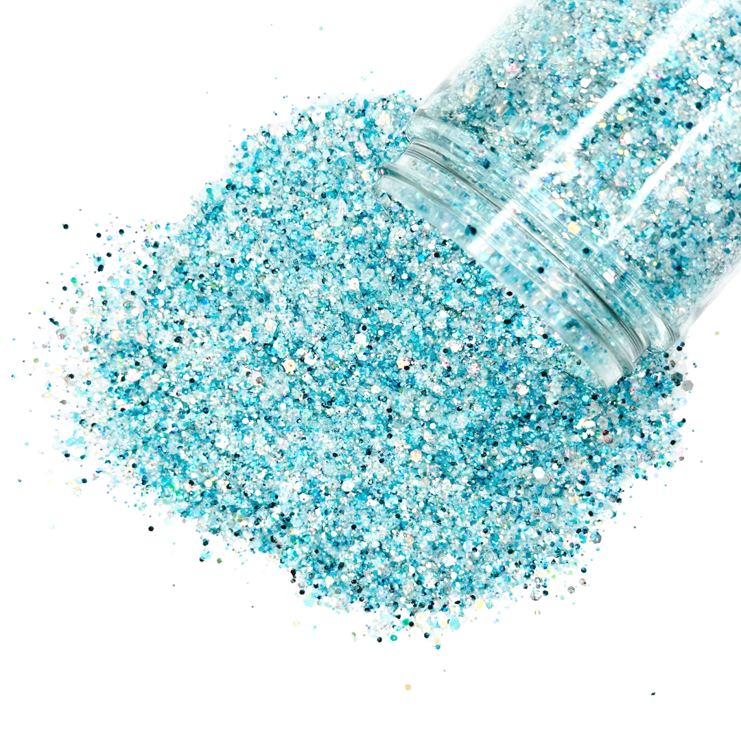 Blue opal custom multi-size glitter mix for art, body, nails and more - PDB Creative Studio