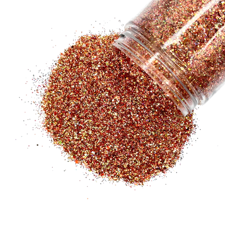 Holographic red and gold custom multi-size glitter mix for art, body, nails and more - PDB Creative Studio