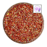 Holographic red and gold custom multi-size glitter mix for art, body, nails and more - PDB Creative Studio