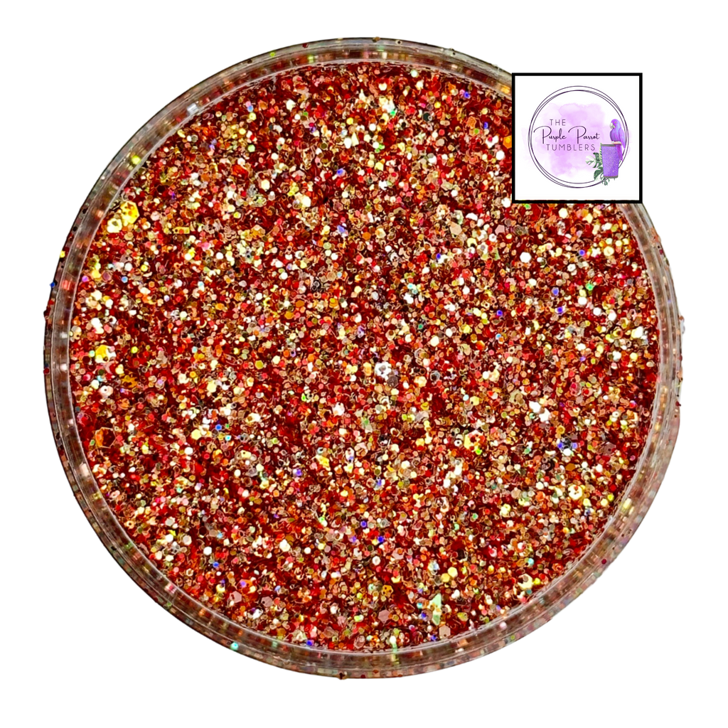 Holographic red and gold custom multi-size glitter mix for art, body, nails and more - PDB Creative Studio