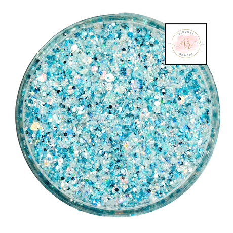 Blue opal custom multi-size glitter mix for art, body, nails and more - PDB Creative Studio