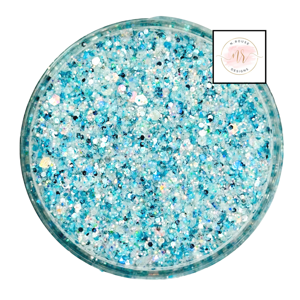 Blue opal custom multi-size glitter mix for art, body, nails and more - PDB Creative Studio