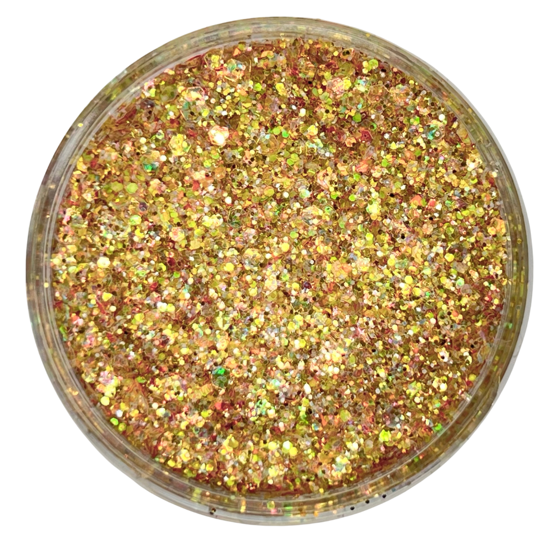 Gold custom chunky glitter mix / PDB Creative Studio for art, nails and projects