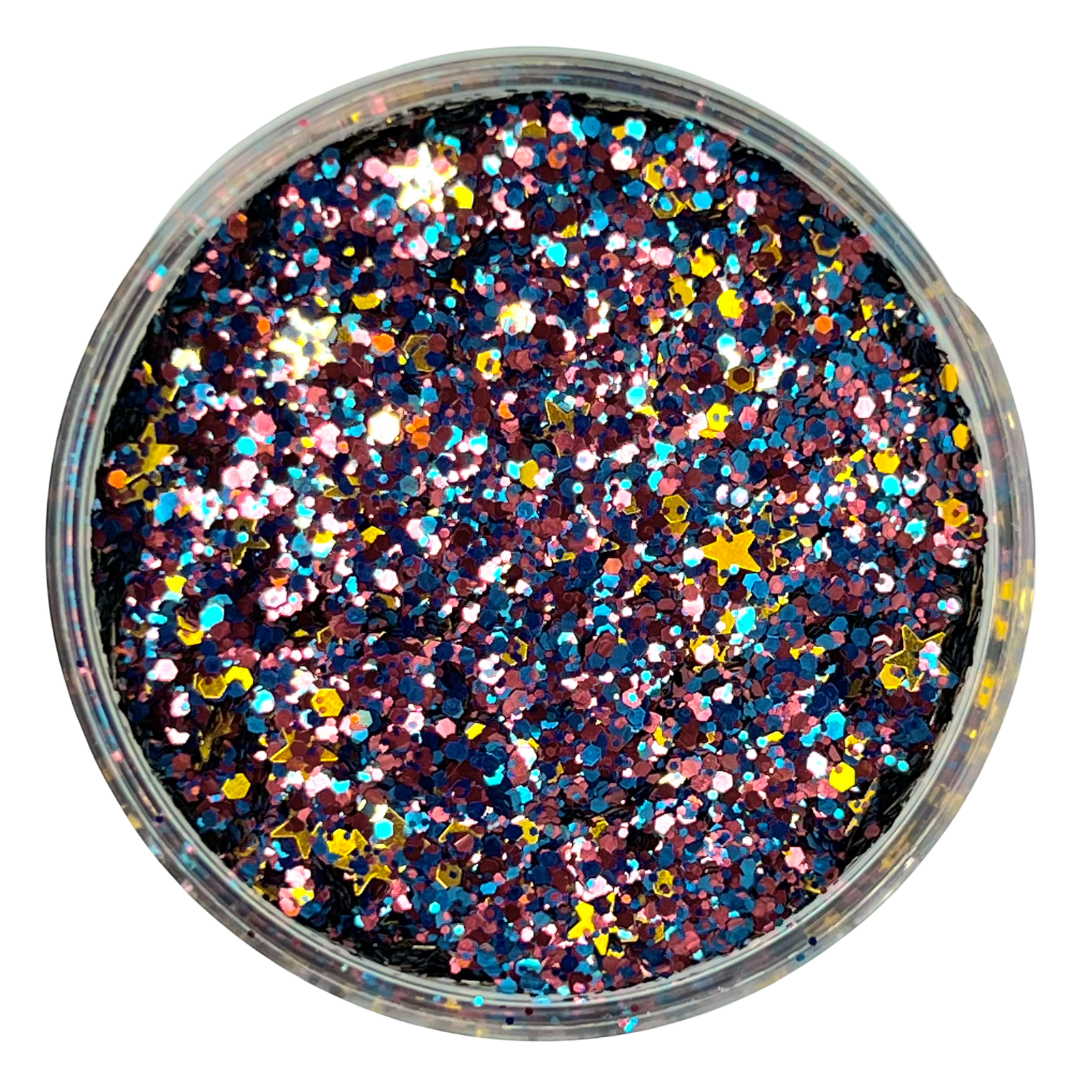 Maroon, blue, gold custom chunky glitter mix / PDB Creative Studio for art, nails and projects