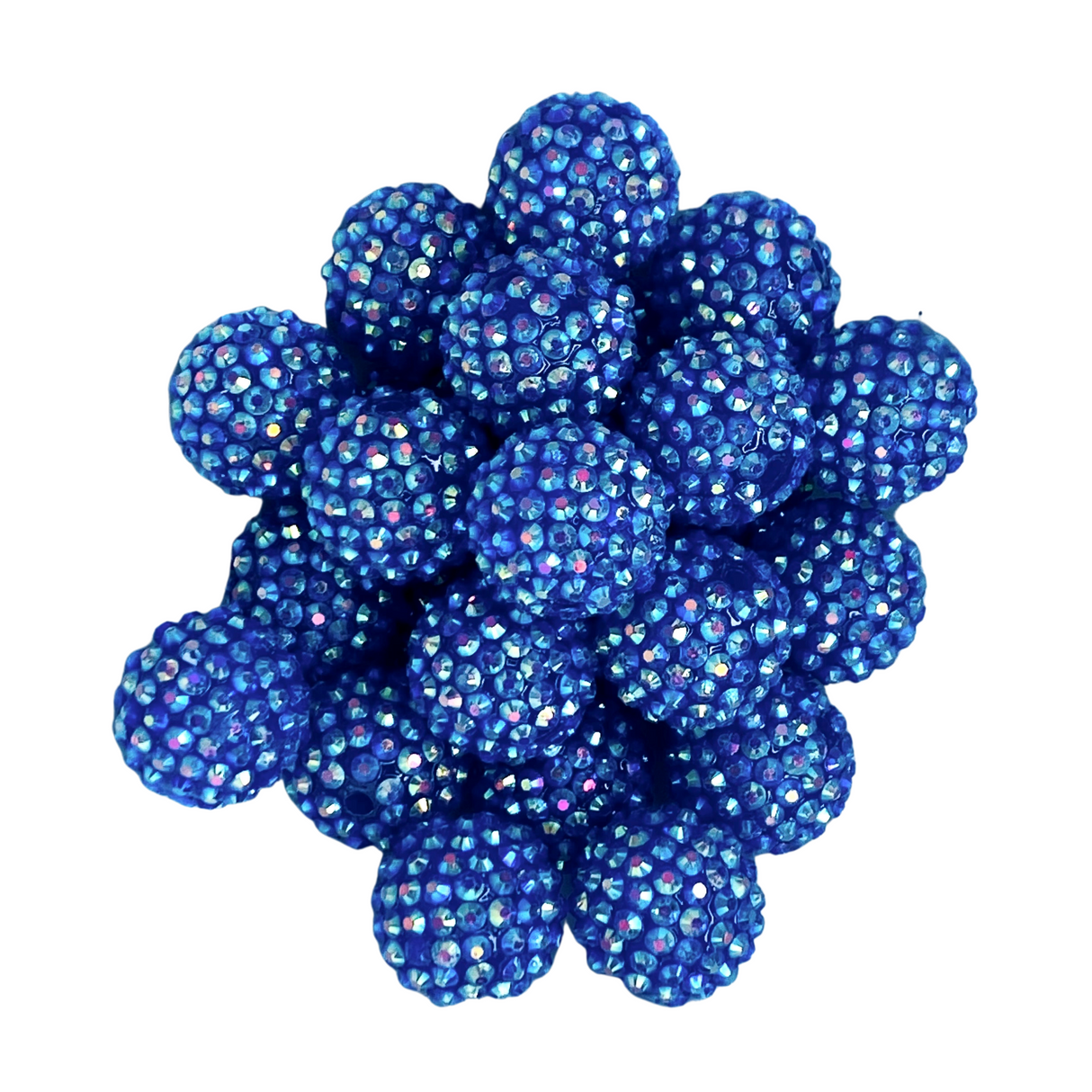 DARK BLUE RHINESTONE 20MM BUBBLEGUM BEAD - DARK BLUE AB COATED RHINESTONE ACRYLIC BEAD for bracelets, jewelry making, crafts, and more - PDB Creative Studio