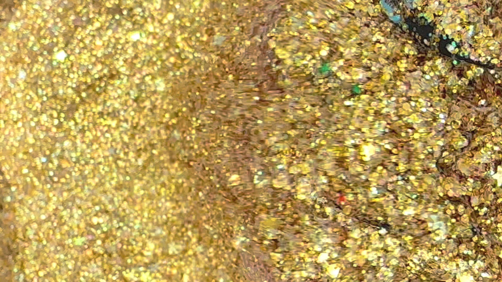 gold yellow iridescent custom multi-size/shape glitter mix for art, body, nails and more - PDB Creative Studio
